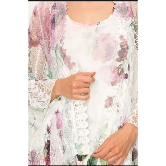 Origami Duster bohemian floral lace kimono cardigan XL - Picture 9 of 12